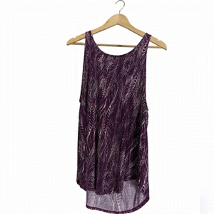 𝅺2/$15 Woman's George Abstract Purple And White Basic Tank Top- Size Large